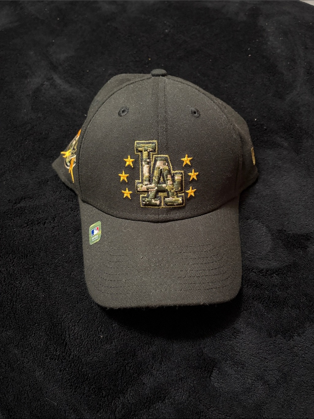 LA Embroidered Men’s/ women’s Baseball Cap - Black with Gold Stars military